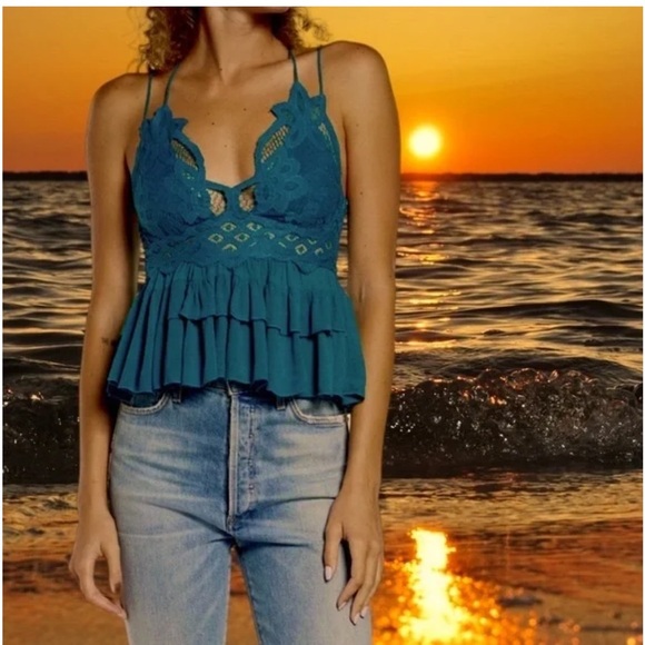 Free People Black Adella Lace Ruffle Tiered Camisole BUY ONE GET ONE FREE ‼️ - Picture 12 of 16